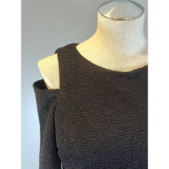 Eliza J Cold Shoulder Sparkle Knit Sheath Dress in Black Size 4 - Picture 6 of 8